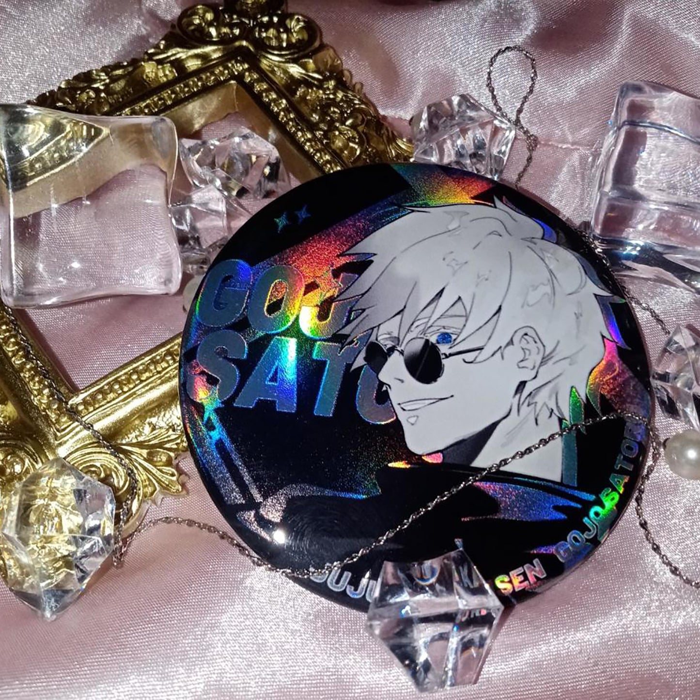 Jujutsu kaisen Manga vibe holographic Button pins set | JJK Satoru Suguru Sukuna Megumi Yuuji Yuta Inumaki