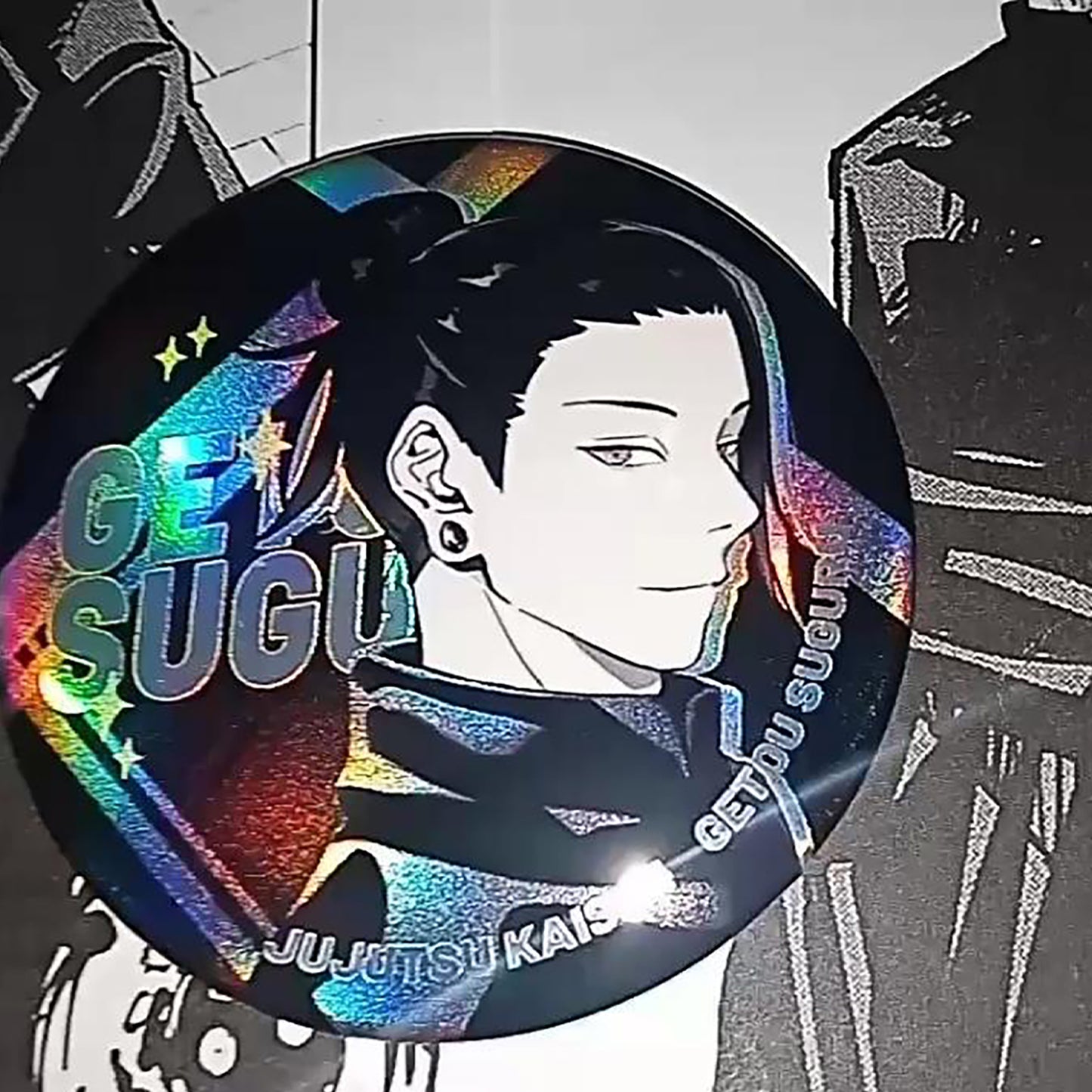 Jujutsu kaisen Manga vibe holographic Button pins set | JJK Satoru Suguru Sukuna Megumi Yuuji Yuta Inumaki