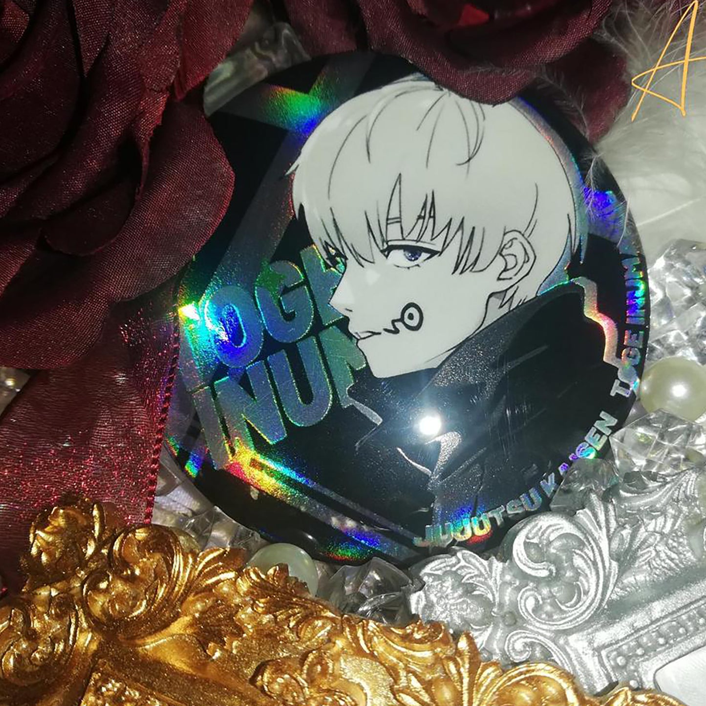 Jujutsu kaisen Manga vibe holographic Button pins set | JJK Satoru Suguru Sukuna Megumi Yuuji Yuta Inumaki