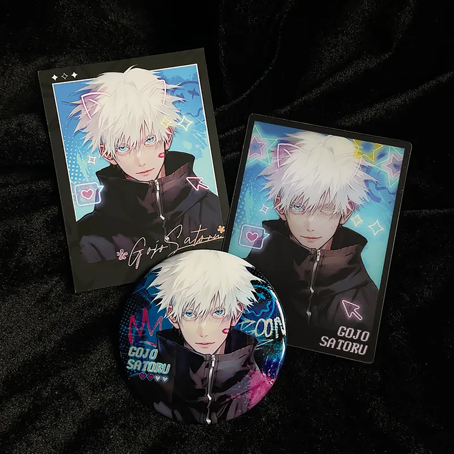 Gojo satoru sparkling blue eyes hologram Button/photocard/polaroid set | JJK Jujutsu kaisen