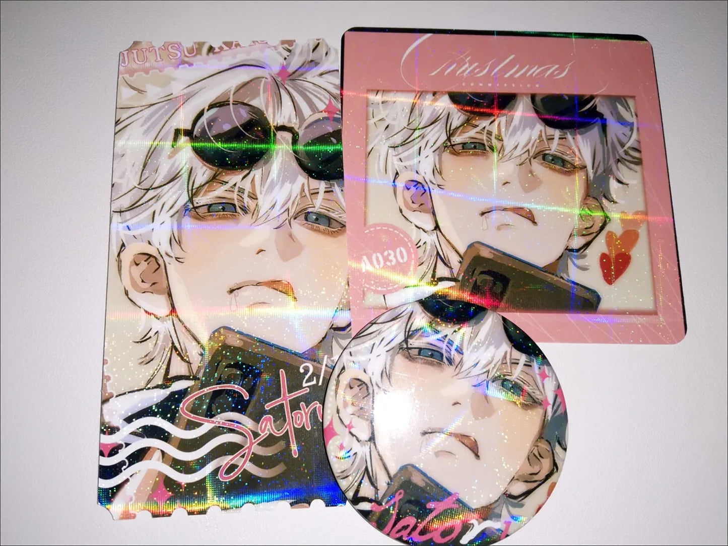 Gojo satoru Strawberry taste hologram Button/photocard/ticket set | JJK Jujutsu kaisen