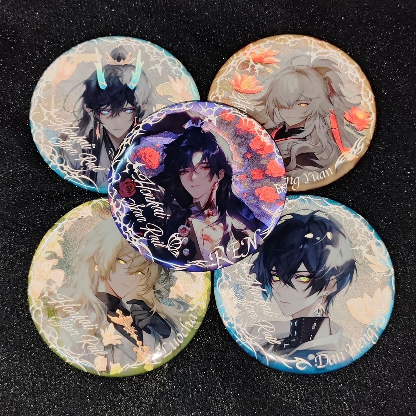 Honkai star rail fanart Button pin set | ren jing yuan imbibitor yin yue lunae dan heng luocha