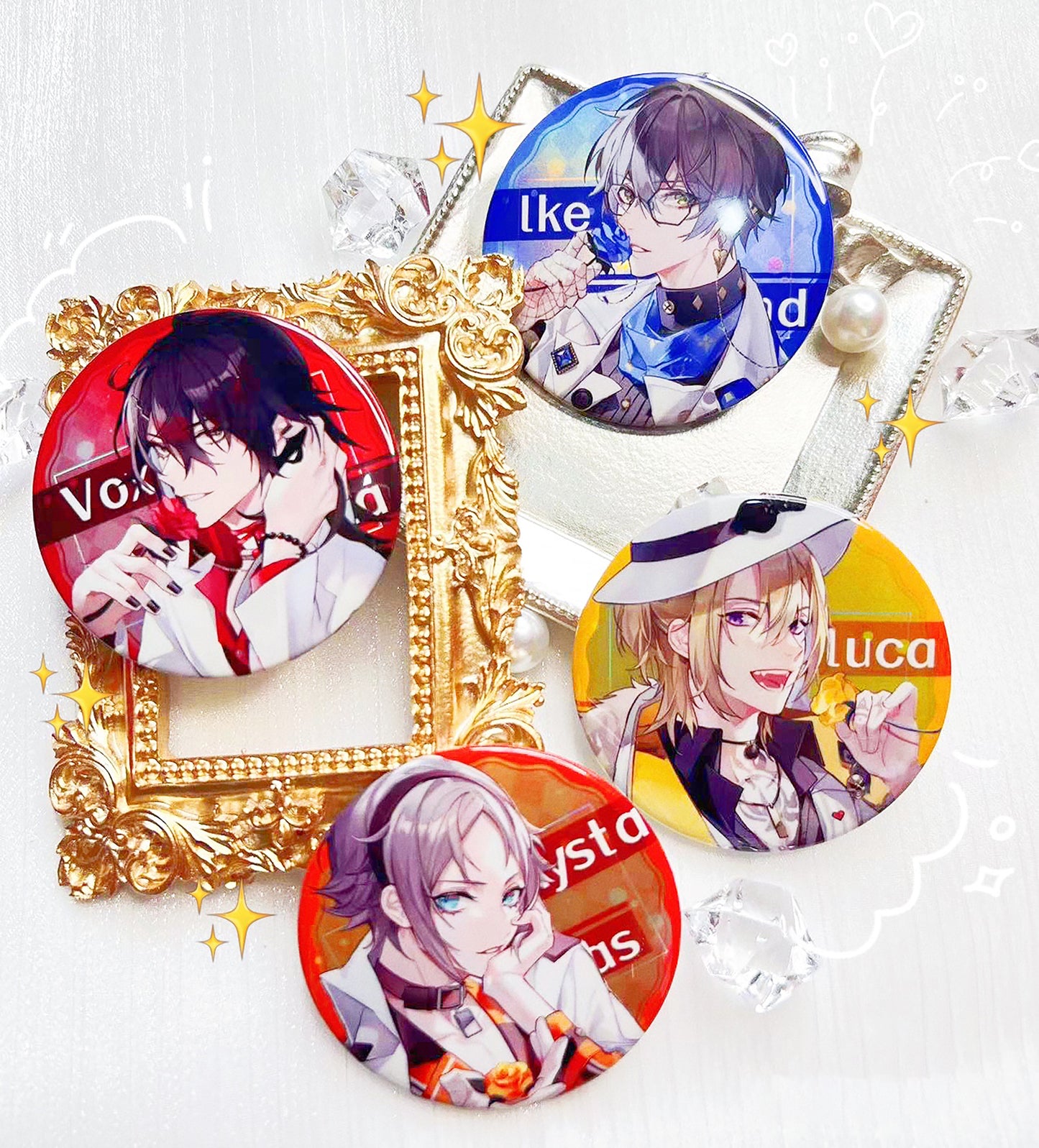 Luxiem & Shoto keychain button pin photocard set | NIJISANJI EN Vox Mysta Ike Luca Shu Vtuber